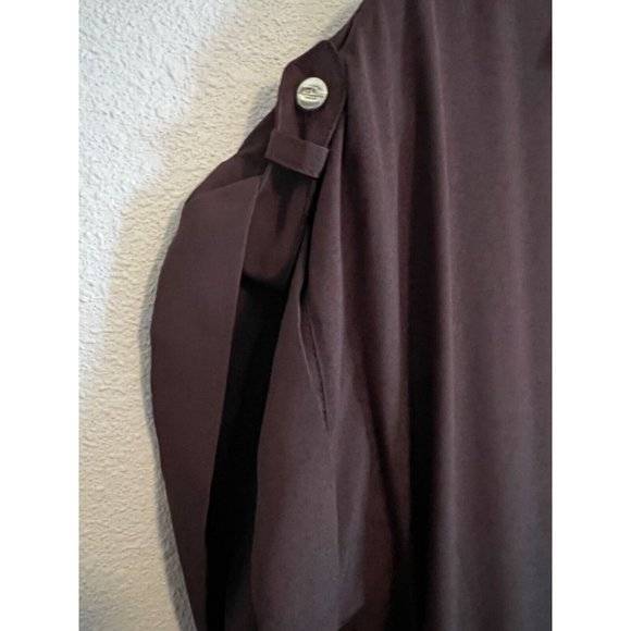 Ralph Lauren Midi Dress 2 Silky Brown Short Sleeve Belted Career Washable - Picture 6 of 10
